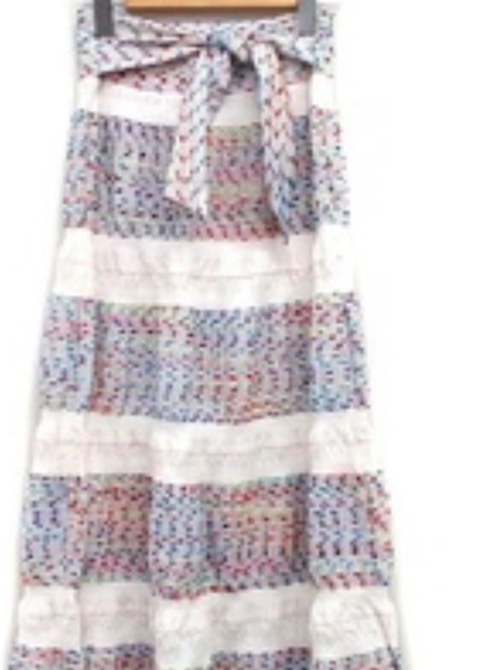 White Tiered Maxi Skirt with Multicolor Speckle Detail